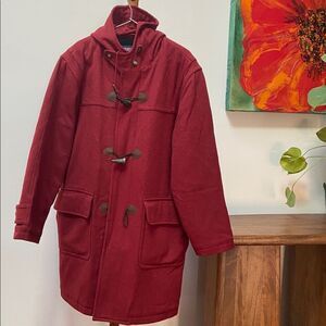 Lands' End Men's Red Wool Coat